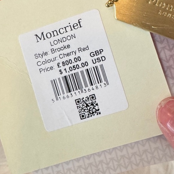 MONCRIEF LONDON ITALIAN LEATHER RED TOTE. Crossbow strap! New - Picture 7 of 9